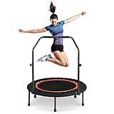 Fitness Trampolin mit Haltestange, Trampoline mit Klappfunktion, Durchmesser 100...