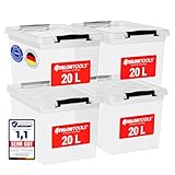 ATHLON TOOLS 4x 20 L Aufbewahrungsboxen mit Deckel, lebensmittelecht -...