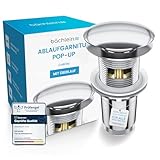 Bächlein Universal Ablaufgarnitur mit Überlauf (Chrom) - Pop Up Ventil für...