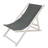 Melko Liegestuhl klappbar Strandstuhl aus Holz Weiß/Anthrazit Holzliege Garten...