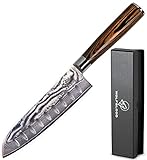 Wolfblood Damastmesser Santoku Messer XL(30cm) Profi-Kochmesser aus echtem 67...