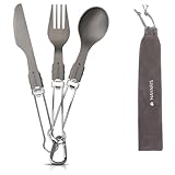 Navaris Titan Camping Besteck 3tlg. - Outdoor Messer Gabel Löffel inkl. Tasche...