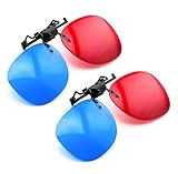 PRECORN 2er Set 3D Brillen Clip-On 3D Brille in rot/blau 3D-Anaglyphenbrille...