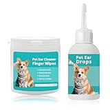 Znnhnn Ohrenreiniger Set für Hunde und Katzen, Ohrenreinigungs-Pads 50 STK und...