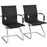 GIANTEX Freischwinger Stühle 2er Set, Besucherstuhl Konferenzstuhl Ergonomisch...