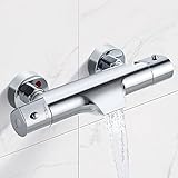 Solepearl Wasserfall Badewannenarmatur mit Thermostat 2 Auslässen Duscharmatur...