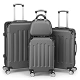 LEADZM Kofferset 4 teilig, Reisekoffer Set mit Kosmetikkoffer und Eckenschutz,...