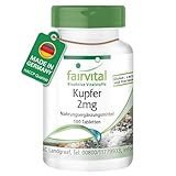 Fairvital | Kupfer Tabletten 2mg - HOCHDOSIERT - Nahrungsergänzungsmittel aus...