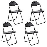 LuxNook Metall Klappstuhl, 150kg belastbar, 4er-Set mit PVC-Polsterung und...