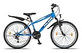 Talson 24 Zoll Mountainbike Fahrrad mit 21-Gang, Gabelfederung & Beleuchtung...