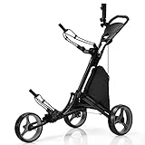 COSTWAY Golf Trolley, 3 Rad Golftrolley, Golfwagen Golf klappbar, Golfcaddy Golf...