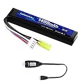 URGENEX Airsoft Battery 11.1V 1400mAh Lipo Battery with Mini Connector 30C High...