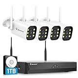 Jennov 5MP Überwachungskamera Set Aussen, 10CH 5MP WLAN NVR mit 4X WiFi Kamera...