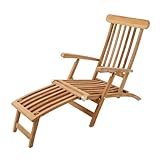 Riess Ambiente Massive Gartenliege Empire Teak 195cm Natur Teakholz Deckchair...