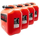 KOVA 4x Benzinkanister 20L ROT Kunststoff Dieselkanister Reservekanister...