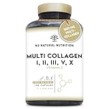 Multi Kollagen Kapseln Hochdosiert 1650mg mit Vitamin C. Hydrolysierte Collagen...