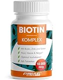 Biotin hochdosiert 10.000 mcg - Haarwuchs, Haut & Nägel - Biotin + Zink + Selen...