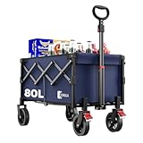 SUNULA Bollerwagen Faltbar Klein 80L 100KG, Faltbarer Bollerwagen Klappbarer...