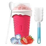 Herbst Slushy Maker Becher 500ml Silikon Squeeze Cup mit Strohhalmlöffel Slush...