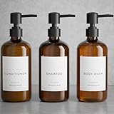 Stylischer Shampoo- und Spülungsspender, Set mit 3 Stück, Moderne 600 ml...