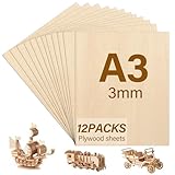 Pavlleen 12 Stück A3 Sperrholzplatte 3mm,Holzplatten zum Basteln,Hochwertige...