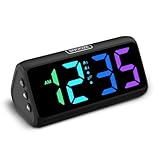 Lauter Wecker für Tiefschläfer Mit Buntem Display, Doppelalarm, 5...
