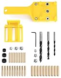 QWORK 44 Stück Holzbearbeitung Bohrschablone, bohrschablone dübel Kit, Bohrschablone mit Verstellbaren, für Ø 6/8/10 mm Holzdübel Geeignet