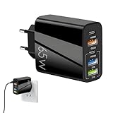 tiyiyok 65W USB C Ladegerät, Schnellladegerät mit 5 Anschlüssen, 3 USB A+2...