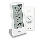 ADE Funkuhr digital mit Temperaturanzeige und Außensensor | Thermometer für...