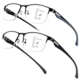 Missfive 2 Pack Gleitsichtbrille Herren Progressive Multifokus Lesebrille, TR90...