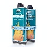 TOM 2 x Feuerzeugbenzin 133 ml Benzin Flasche im Set zum nachfüllen für...