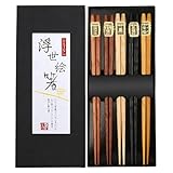 Rpanle Japanische EssstäBchen 5 Pairs EssstäBchen Holz Wiederverwendbare...