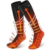 2024 Beheizbare Socken, 2er 7500mAh/5V Akku Max. 14H Fußwärmer Elektrisch, Wiederaufladbare Wolle Beheizte Socken 2 Heizdraht Heizsocken mit 4 Temperatur für Jungen Mädchen
