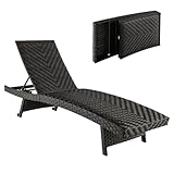 LIFEZEAL Klappbare Gartenliege Polyrattan, Relaxliege Sonnenliege mit 2 Rollen,...