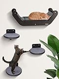 BSWAY Kletterwand Katzen Set mit Katzenbett und 3 Stufen, Katzenmöbel aus Holz...