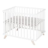 roba Laufgitter 75 x 100 cm - Baby Laufstall inkl. Einlage Lil Planet grau -...