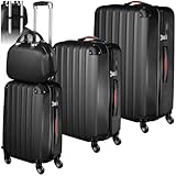tectake 4-teilige Reisekoffer - Kofferset mit abnehmbaren Rollen 360°, robuste...