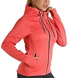 icyzone Damen Sportjacke Laufjacke voll Zip Trainingsjacke mit Kapuze, Fitness...