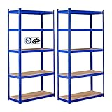 Arebos Schwerlastregal 2er Set | 180x90x30cm | 875kg Tragkraft | 0,63 mm | 5...