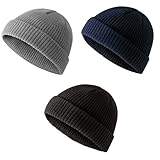 Makoto Nobu 3 Stück Fisherman Beanie,Trawler Mütze,Trawler Winter Beanie,Kurze...