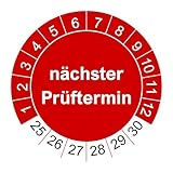 50 Prüfplaketten nächster Prüftermin - 2025 bis 2030-30 mm - nachhaltig - rot...