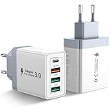USB Ladegerät, 2er Pack 4 Ports USB Adapter Schnellladegerät mit USBC und...