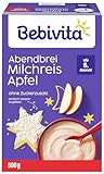 Bebivita Milchbreie ohne Zuckerzusatz Abendbrei Milchreis mit Apfel, 500g 4er...