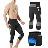 MEETWEE Herren 3/4 Radhose Fahrradhose, Kompression Radlerhose Leggings Radsport...