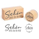 BETESSIN 2 Stück Stempel Holz Schön dass du da bist Holzstempel Rund Rechteck...