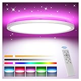 Tyreses LED Deckenleuchte Dimmbar mit Fernbedienung, 24W RGB Farbwechsel LED...