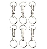 KAIAIWLUO 6 PCS Abnehmbare Schlüsselanhänger Quick Release Schlüsselschnalle Tragbarer Geteilte Schlüsselanhänger mit zwei Enden Schlüsselorganisator-Kupplung in Silber