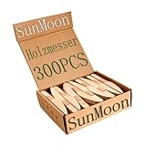 SunMoon Eco Friendly 300 Pack Holzmesser Wegwerf, 16 cm lang, Kunststofffreie...