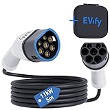 EVify Typ 2 Ladekabel 11kW 5M 16A für Elektroauto & Hybrid inkl. Kabeltasche...