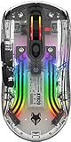 Wekity Kabellose Bluetooth-Maus, 2,4 GHz, transparent, RGB-Maus, mechanisch,...